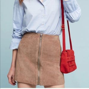 ANTHROPOLOGIE Leather Moto Mini Skirt